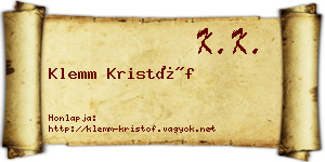 Klemm Kristóf névjegykártya